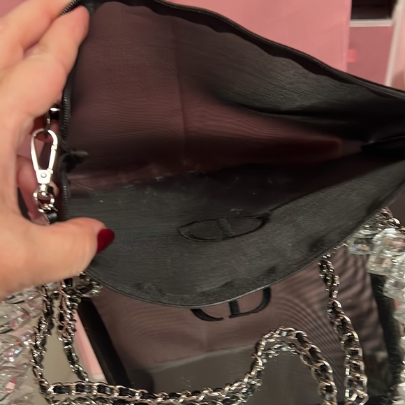 🖤🩶🖤Dior Mesh Pouch with Silver/Black Adjustable Chain Attached 11x8 - Picture 10 of 14
